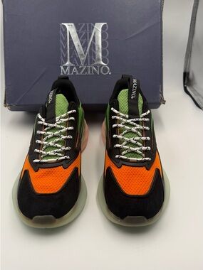 Men’s Orange & Green Mesh Athletic Sneakers